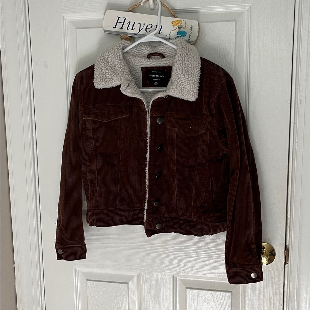 Haute Monde Brown Corduroy Jacket with Cream Lining